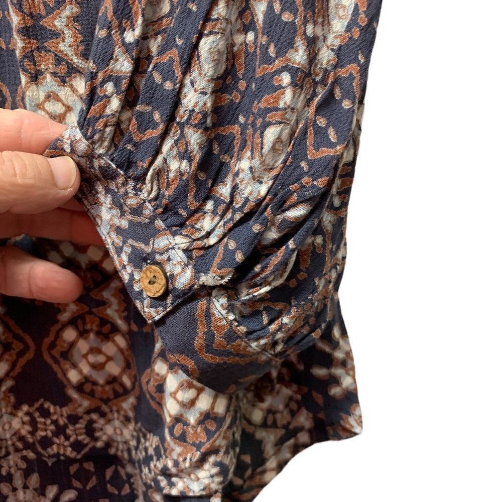 Tolani Collection Button Downnavy And Brown Top S… - image 5